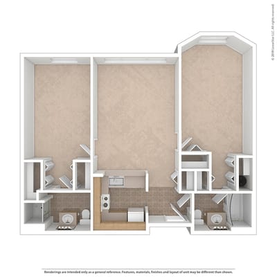 Architectural floor plan of a living unit