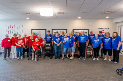 Group of residents participating in an event.