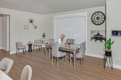 Modern common area with seating and decor