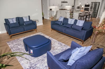 Stylish living area with modern furniture and decor
