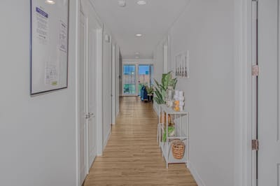 Hallway with decorative elements and natural light