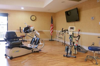Exercise equipment in a fitness area