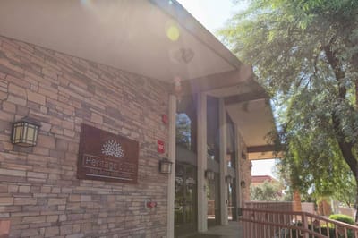 Exterior view of Heritage Court facility entrance.