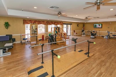 Rehabilitation room with various exercise equipment