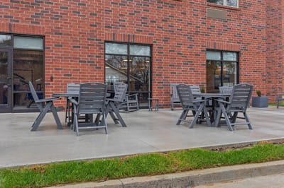 Outdoor seating area with patio furniture