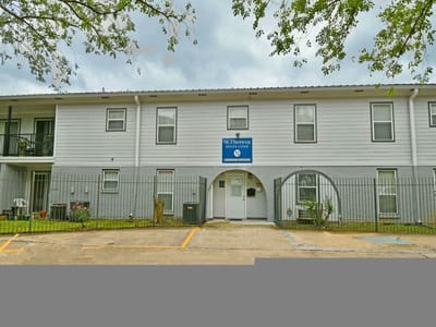 Exterior view of St. Theresa's Apartments building.