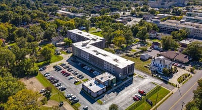 Aerial view of Jordan Square Senior Apartments