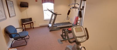 Fitness equipment in a workout room