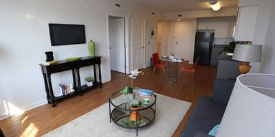 Bright interior of a modern resident room