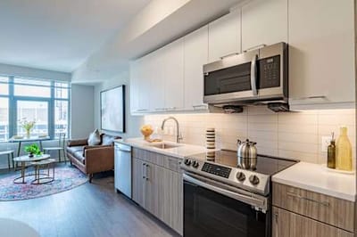 Modern kitchen area in a senior living facility