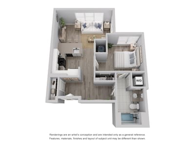 Architectural floor plan of a living unit