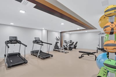 Interior gym area with exercise equipment