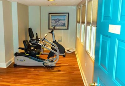 Interior exercise equipment in a spacious room
