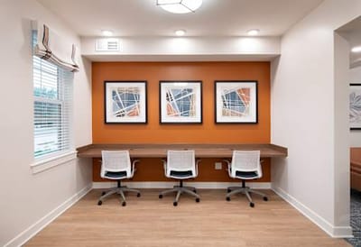 Common area with art and seating