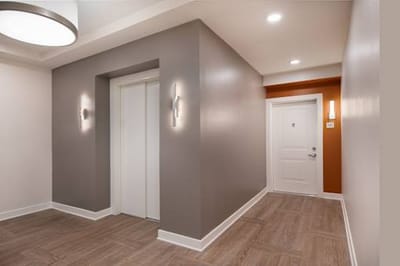 Modern interior hallway of a facility