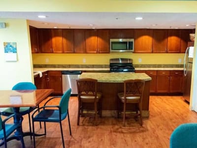 A kitchen area in a senior living facility.