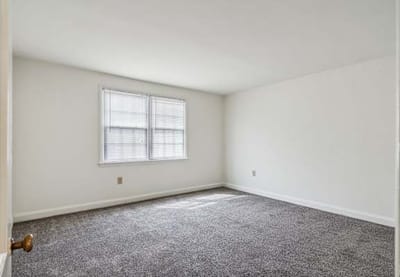 Empty room with windows and carpeted floor