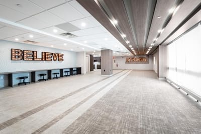 A spacious common area with motivational signs