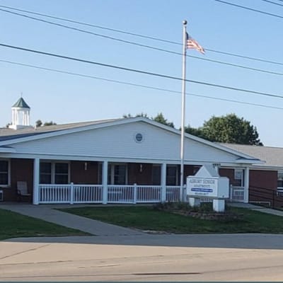 Exterior view of Asbury Senior Apartments entrance