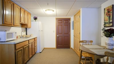 Interior view of a small kitchen area in a residential room