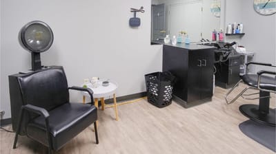 Interior view of a hair salon area in the facility