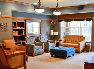 Cozy common area with seating and natural light