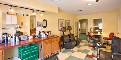 Interior view of the salon area in the facility