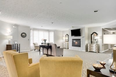 Bright and welcoming common area with seating