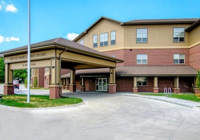 Exterior view of Fort Des Moines Senior Housing entrance