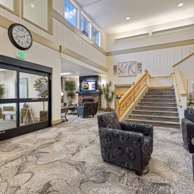 Interior view of a comfortable lobby area