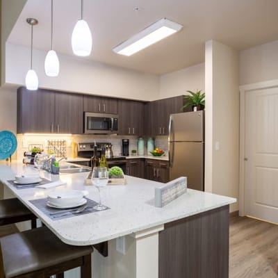 Modern kitchen setup in a senior living facility