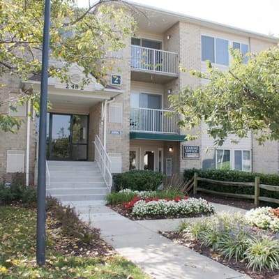 Exterior view of the Center Pointe facility with landscaped entrance