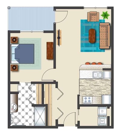 Architectural floor plan of a residential unit