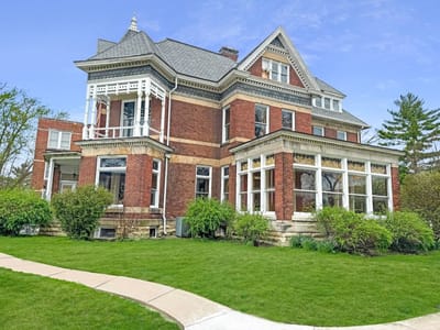 Exterior view of a historic senior living building