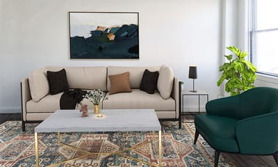 Modern interior living space with furniture