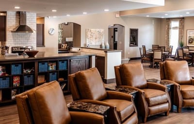 Interior common area with seating and dining space