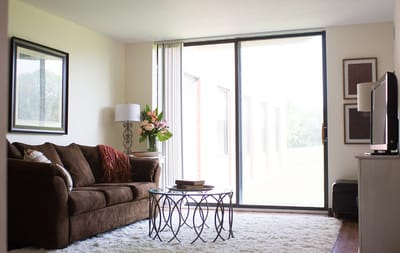 Cozy living room with a sofa and decor