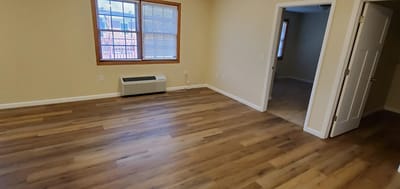 Empty interior room with wooden flooring
