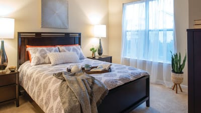 Cozy bedroom setup with natural light