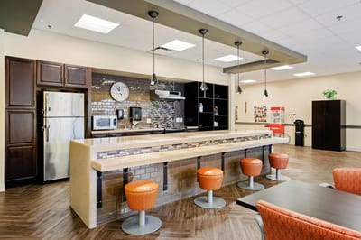Modern kitchen area in a senior living facility