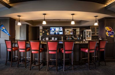 Interior view of a bar area with seating
