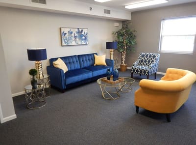 Cozy common area with seating and decor