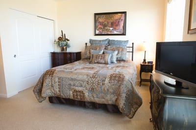 Cozy interior of a resident's private room with decor