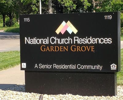 Facility sign for Garden Grove Apartments
