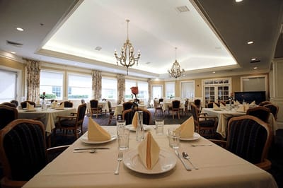 Elegant dining room set for a meal service