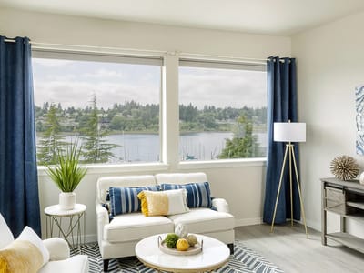 Bright interior of a living space with large windows