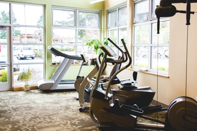 Interior view of a fitness area with exercise equipment
