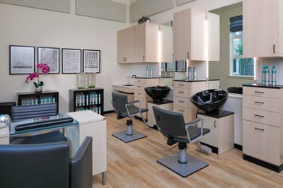 A modern hair salon area in the facility