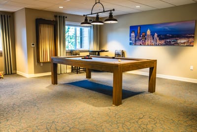 Interior view of a billiards table in a lounge area