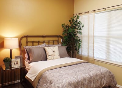 Cozy private bedroom with soft lighting